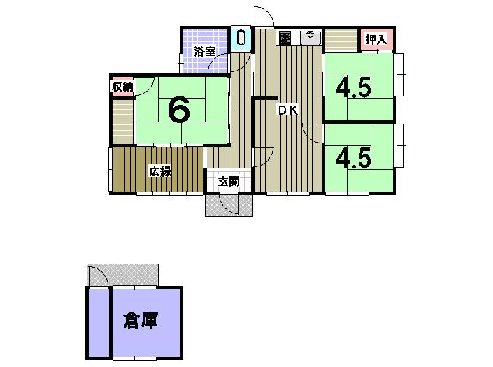 Floor plan. 1.4 million yen, 3DK, Land area 333.88 sq m , Building area 76.74 sq m