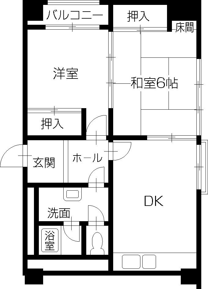 Floor plan. 2DK, Price 3 million yen, Footprint 46 sq m , Balcony area 2.15 sq m