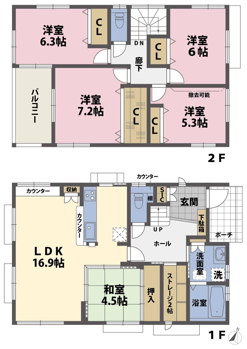 Floor plan. (No.1), Price 36,980,000 yen, 5LDK, Land area 145.54 sq m , Building area 113.93 sq m