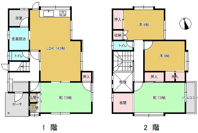 Floor plan. 9.5 million yen, 4LDK + S (storeroom), Land area 129.29 sq m , Building area 105.16 sq m