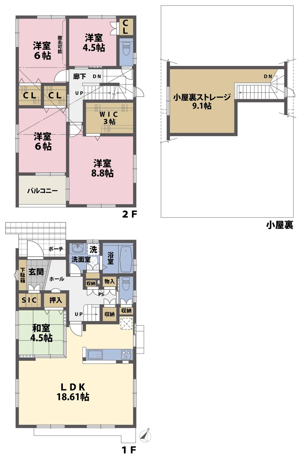 Floor plan. (No.4), Price 26,980,000 yen, 5LDK+S, Land area 169.15 sq m , Building area 119.03 sq m