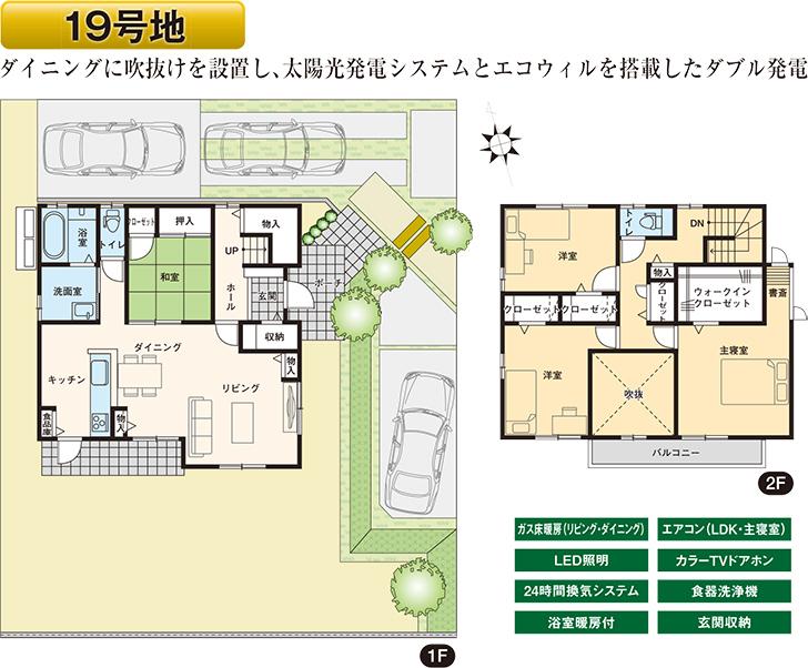 Floor plan.  [No. 19 place] So we have drawn on the basis of the Plan view] drawings, Plan and the outer structure ・ Planting, such as might actually differ slightly from.  Also, furniture ・ Car, etc. are not included in the price. 