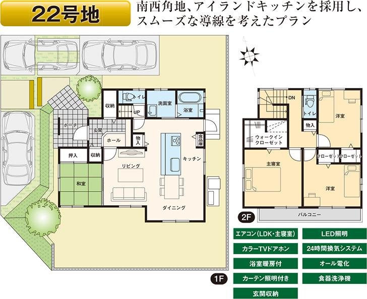 Floor plan.  [No. 22 place] So we have drawn on the basis of the Plan view] drawings, Plan and the outer structure ・ Planting, such as might actually differ slightly from.  Also, furniture ・ Car, etc. are not included in the price. 