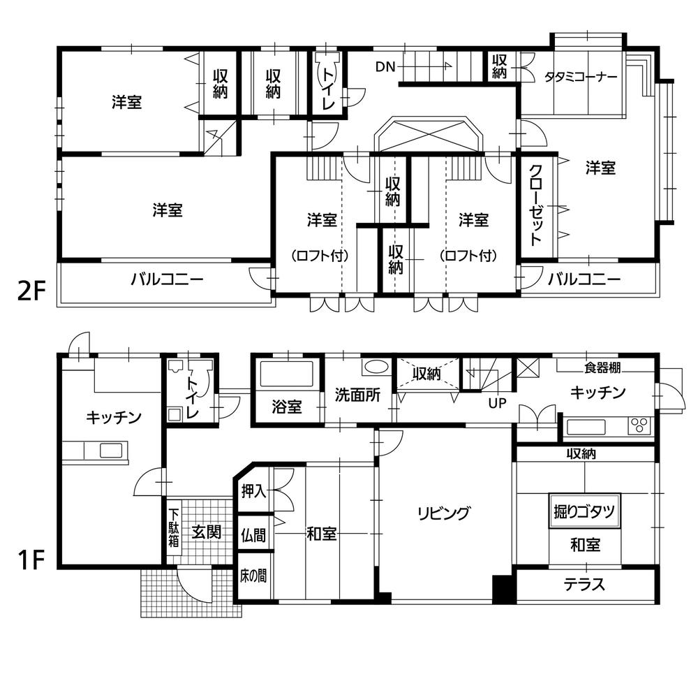 Floor plan. 23,810,000 yen, 7LLDDKK, Land area 374.89 sq m , Building area 215.25 sq m