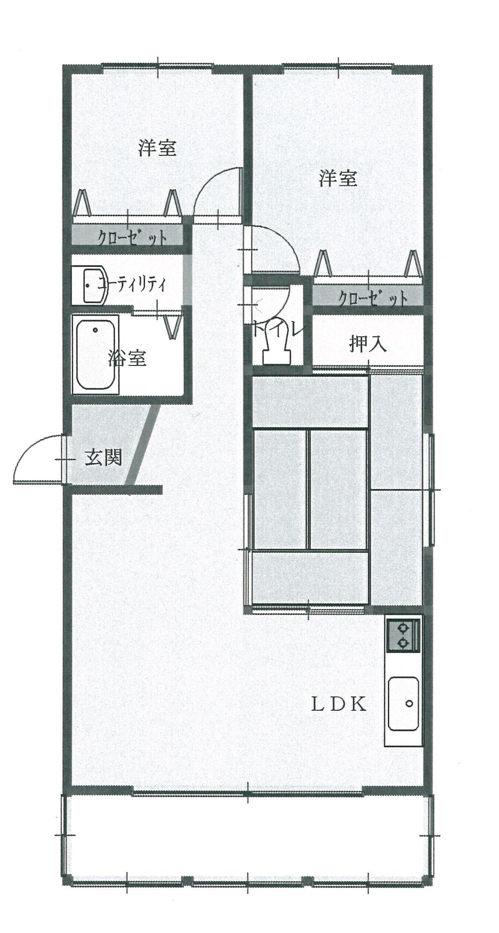 Floor plan. 3LDK, Price 2 million yen, Occupied area 57.97 sq m