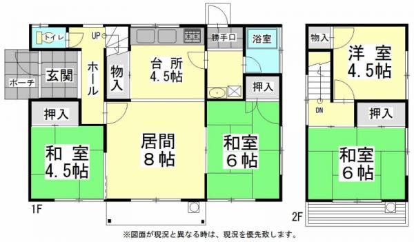 Floor plan. 7.3 million yen, 4LDK, Land area 196.08 sq m , Building area 80.21 sq m
