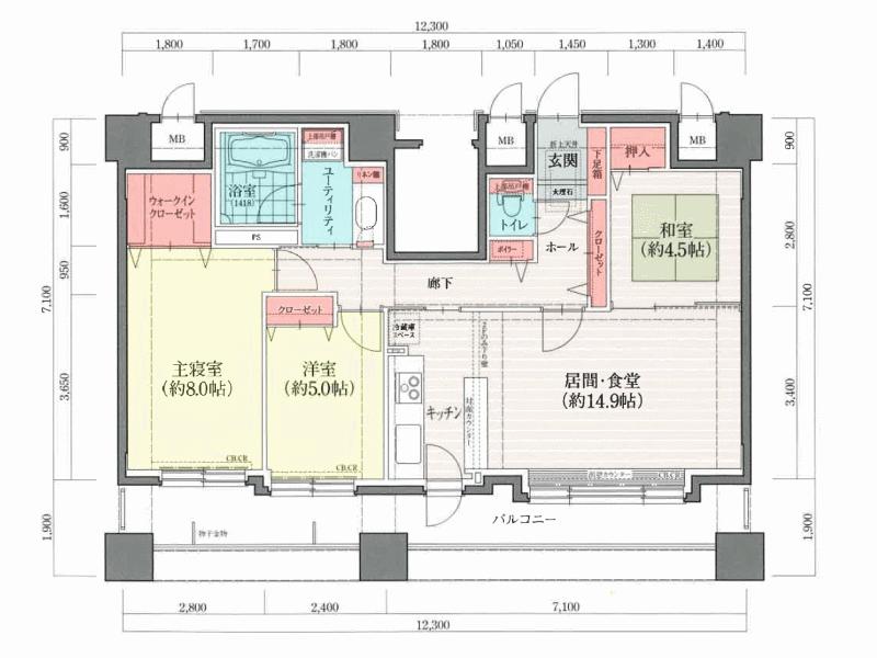 Floor plan. 3LDK, Price 16,580,000 yen, Footprint 76.3 sq m , Balcony area 23.3 sq m