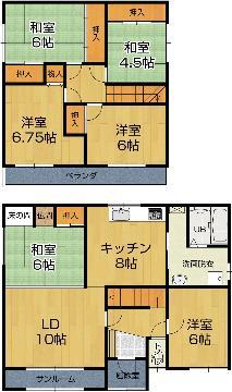 Floor plan. 13,900,000 yen, 6LDK, Land area 264.39 sq m , Building area 122.58 sq m   ☆ It is taken between the 6LDK ☆  ~ Japanese-style 3 room ・ Western-style 3 room ~