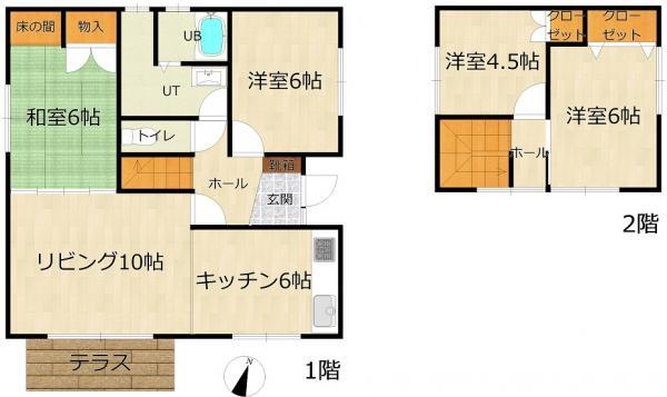 Floor plan. 12.8 million yen, 4LDK, Land area 264.46 sq m , Building area 88.29 sq m