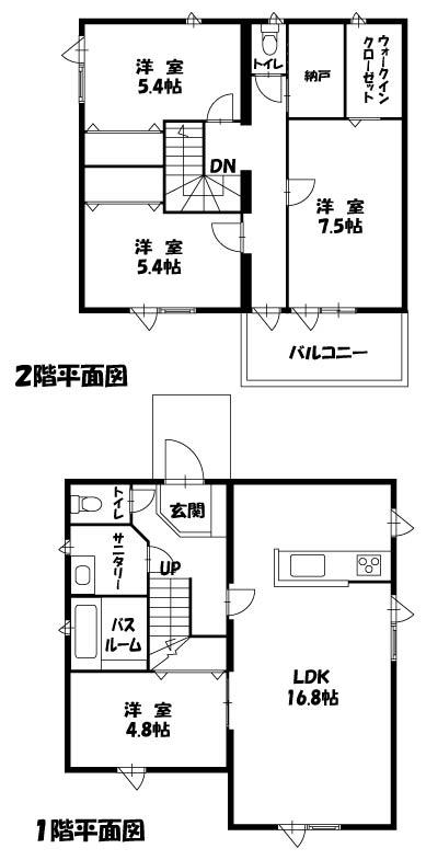 Floor plan. 19,800,000 yen, 4LDK + 2S (storeroom), Land area 216.56 sq m , Building area 106.68 sq m