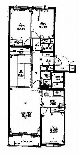 Floor plan. 4LDK, Price 6 million yen, Occupied area 90.72 sq m , Balcony area 4.5 sq m