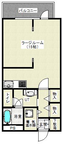 Floor plan. 1K, Price 3 million yen, Occupied area 36.92 sq m , Balcony area 5.04 sq m