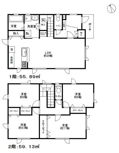 Floor plan. ((3)), Price 20,980,000 yen, 4LDK, Land area 214.86 sq m , Building area 115.02 sq m