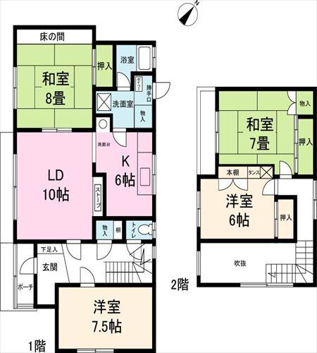 Floor plan. 7.6 million yen, 4LDK, Land area 232.93 sq m , Building area 112.32 sq m