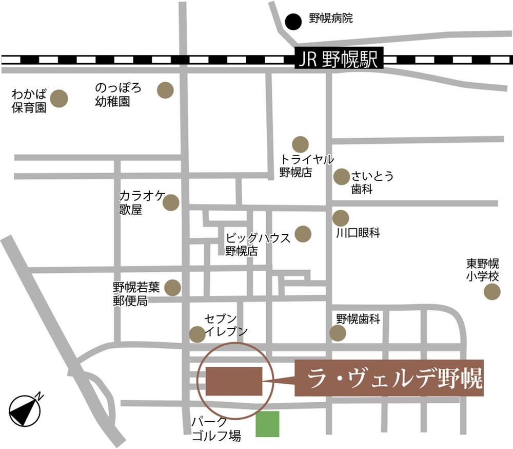 Local guide map. <La ・ Verde Nopporo> guide map. JR "Nopporo" 16-minute walk to the station. Ride downtown in 19 minutes to the "Sapporo" station. Commute, Shopping is also comfortable access