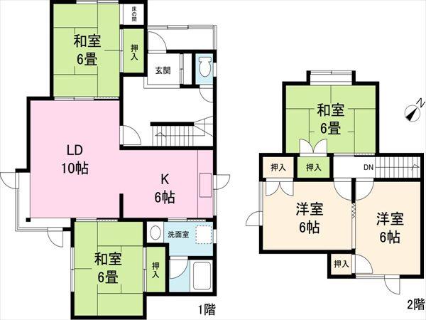 Floor plan. 6.8 million yen, 5LDK, Land area 183.6 sq m , Building area 102.87 sq m