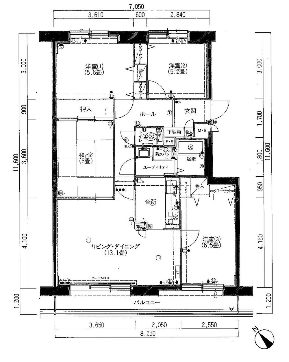 Floor plan. 4LDK, Price 8 million yen, Occupied area 82.76 sq m , Balcony area 8 sq m