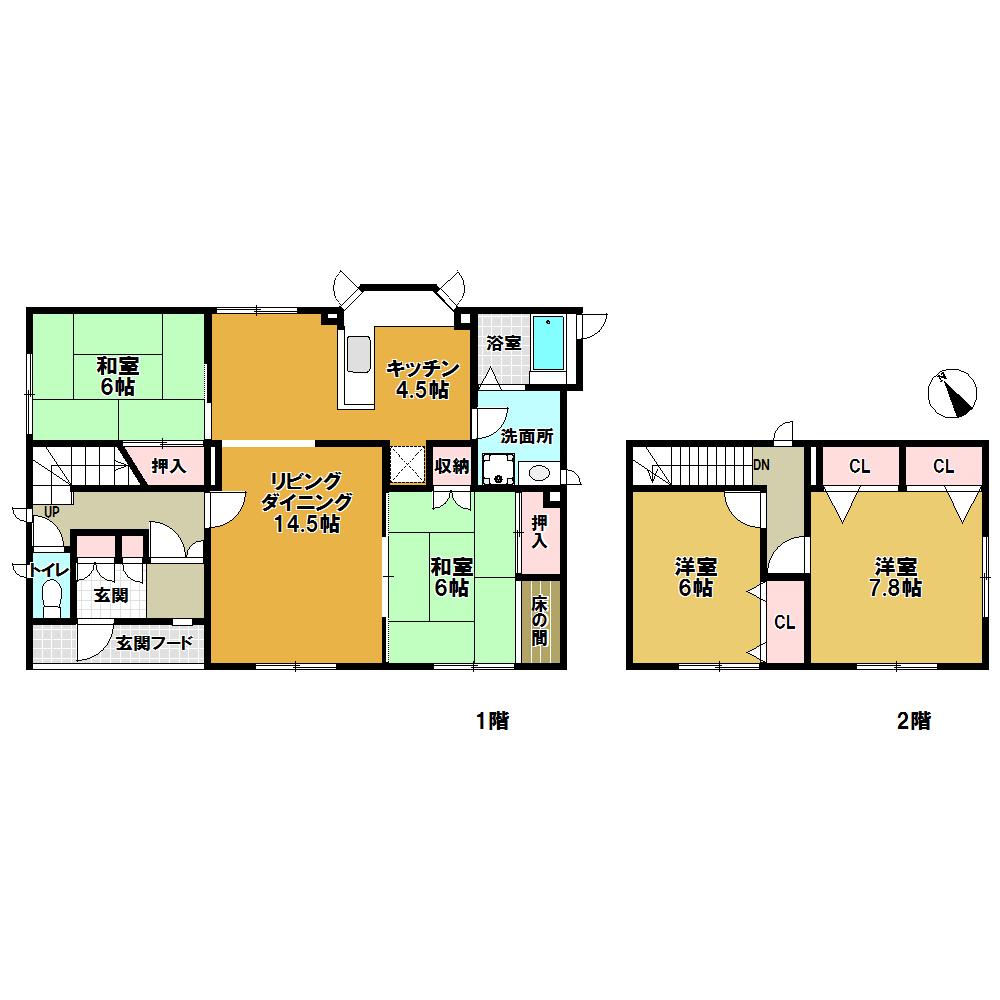 Floor plan. 13.8 million yen, 4LDK, Land area 243.82 sq m , Building area 113.03 sq m