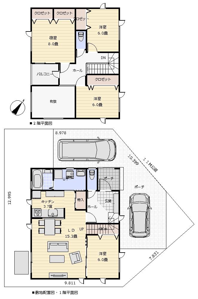 Floor plan. 24,800,000 yen, 4LDK, Land area 162.77 sq m , Building area 115.11 sq m