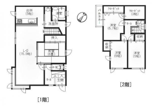 Floor plan. 9.8 million yen, 4LDK, Land area 204.99 sq m , Building area 106.13 sq m