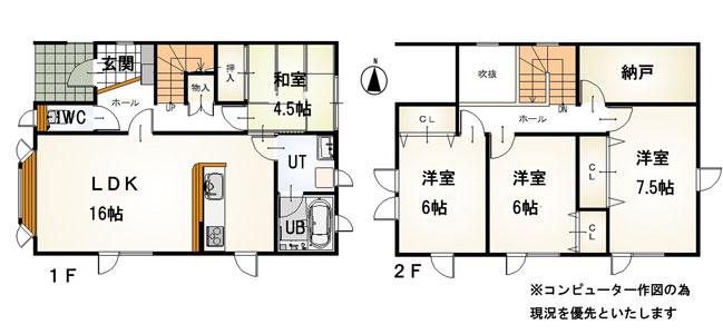 Floor plan. 13,900,000 yen, 4LDK + S (storeroom), Land area 148.97 sq m , Building area 105.99 sq m interior renovated. 2 × 4 house of Sumitomo Realty & Home Construction