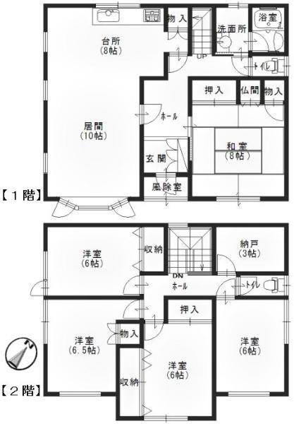 Floor plan. 12.8 million yen, 5LDK, Land area 217.38 sq m , It is a building area of 125.86 sq m storeroom with