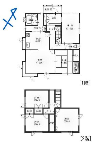 Floor plan. 10.8 million yen, 4LDK, Land area 171.91 sq m , It is a building area of ​​104.49 sq m easy-to-use floor plan