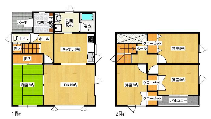 Floor plan. 12.9 million yen, 4LDK, Land area 187 sq m , Building area 96.88 sq m