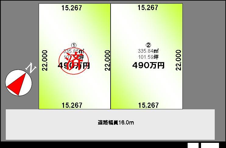 Compartment figure. Land price 4.9 million yen, Land area 335.84 sq m