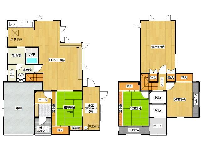 Floor plan. 8.5 million yen, 4LDK + S (storeroom), Land area 266.29 sq m , Building area 123.11 sq m