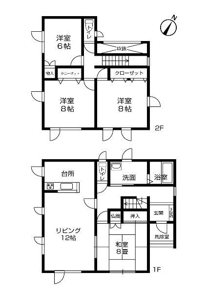 Floor plan. 13.8 million yen, 4LDK, Land area 263.46 sq m , Building area 117.58 sq m