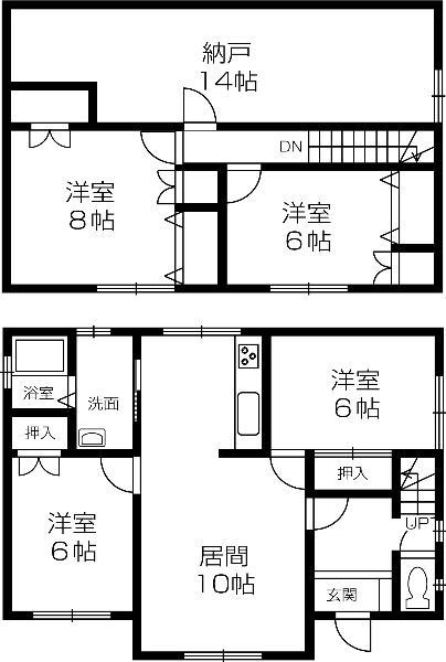 Floor plan. 8.8 million yen, 4LDK, Land area 198 sq m , Building area 59.94 sq m All Western-style 4LDK