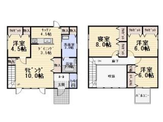 Floor plan. 18.5 million yen, 4LDK, Land area 252 sq m , Building area 109.3 sq m