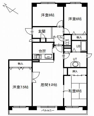 Floor plan. 4LDK, Price 9.3 million yen, Footprint 90.1 sq m , Balcony area 10.32 sq m