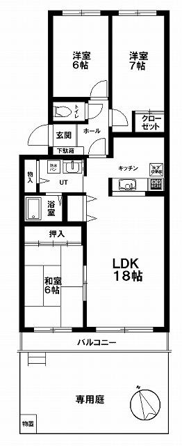3LDK, Price 8.8 million yen, Footprint 77 sq m , Balcony area 6.82 sq m