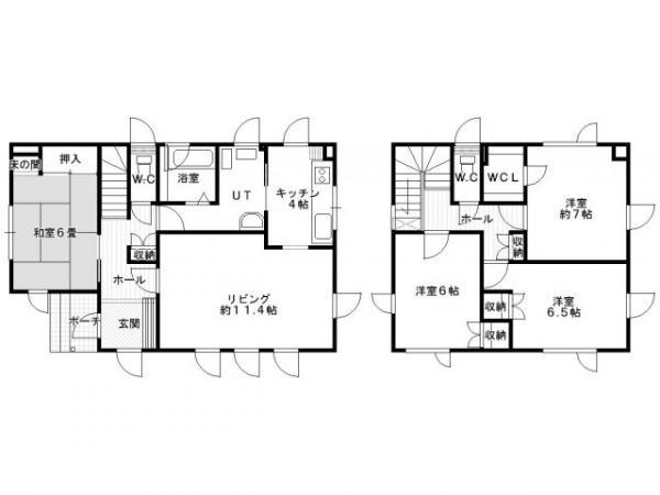 Floor plan. 16.5 million yen, 4LDK, Land area 243.35 sq m , Building area 104.74 sq m