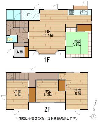 Floor plan. 12.5 million yen, 4LDK, Land area 162.56 sq m , Building area 96.29 sq m