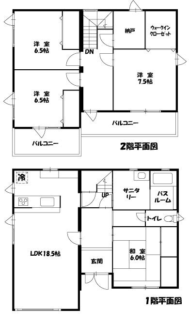 Floor plan. 21,800,000 yen, 4LDK + 2S (storeroom), Land area 227.49 sq m , Building area 125.07 sq m