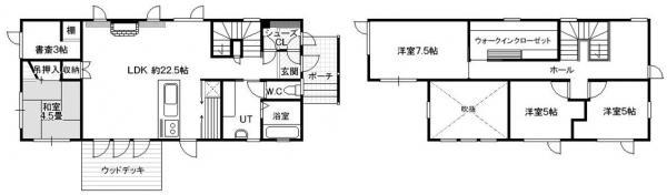 Floor plan. 17.5 million yen, 4LDK+2S, Land area 226.65 sq m , Building area 122.49 sq m