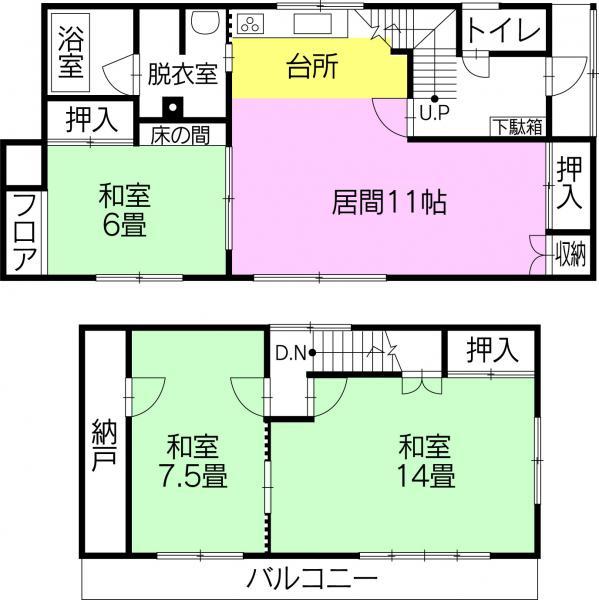 Floor plan. 10.8 million yen, 3LDK, Land area 189.09 sq m , Building area 100.37 sq m