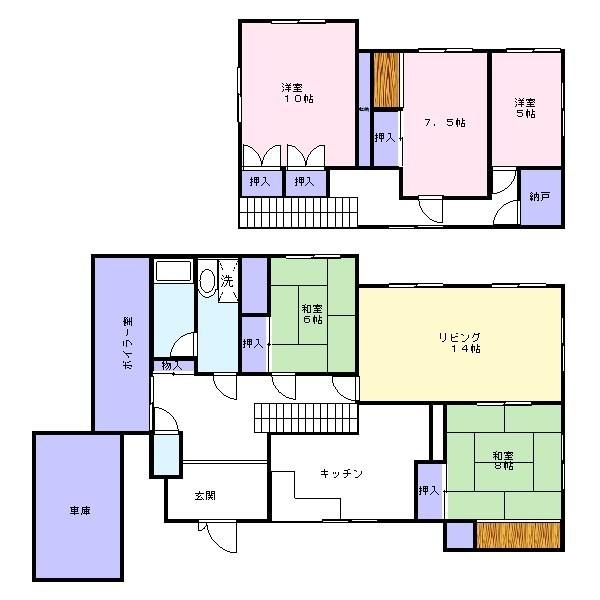 Floor plan. 7.5 million yen, 5LDK+S, Land area 495.85 sq m , Building area 208.57 sq m