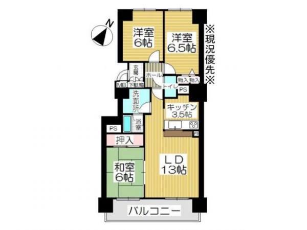 Floor plan. 3LDK, Price 7.8 million yen, Occupied area 66.66 sq m