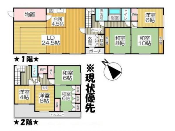 Floor plan. 8.5 million yen, 7LDK + S (storeroom), Land area 448.7 sq m , Building area 197.08 sq m