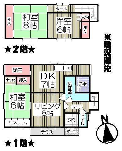 Floor plan. 4 million yen, 3LDK + S (storeroom), Land area 200.25 sq m , Building area 96.39 sq m Floor
