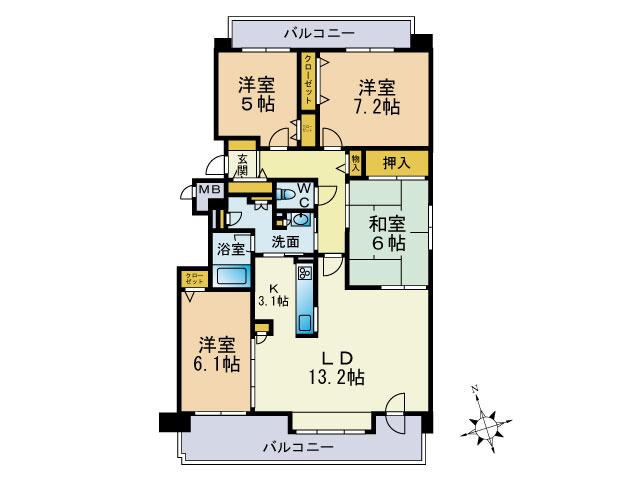 Floor plan. 4LDK, Price 16.8 million yen, Occupied area 88.04 sq m , Balcony area 18.88 sq m