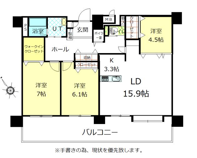 Floor plan. 3LDK, Price 25,800,000 yen, Occupied area 86.65 sq m , Balcony area 22.8 sq m