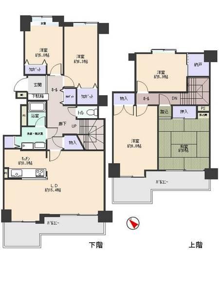 Floor plan. 5LDK, Price 20,300,000 yen, The area occupied 130.7 sq m , Balcony area 19.16 sq m