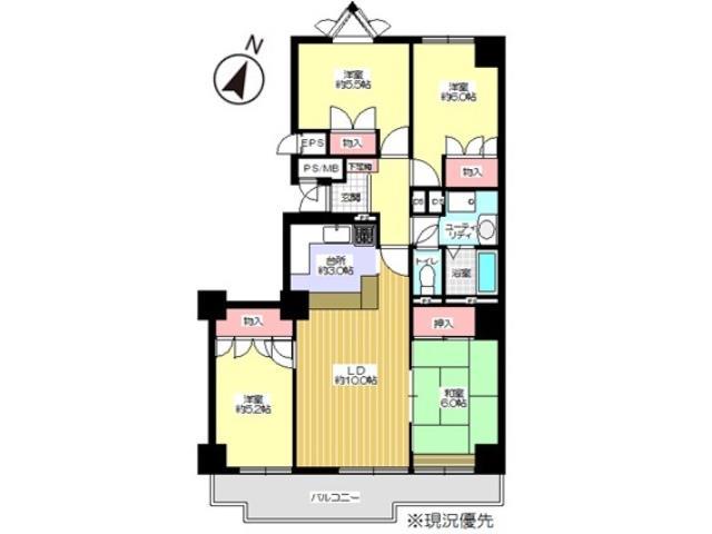 Floor plan. 4LDK, Price 11.8 million yen, Occupied area 81.81 sq m , Balcony area 9.99 sq m Floor