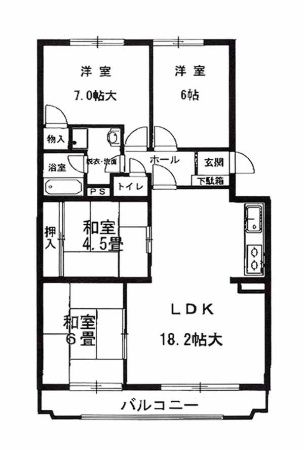 Floor plan. 4LDK, Price 6.3 million yen, Occupied area 85.56 sq m , Balcony area 8.76 sq m floor plan