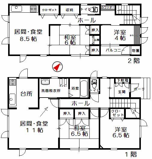 Floor plan. 16.1 million yen, 4LLDDKK, Land area 200.22 sq m , Building area 125.04 sq m